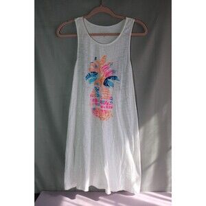 Lilly Pulitzer White Dress with Vibrant Pineapple Design Swim Coverup